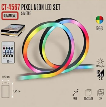 Cata Ct-4567 Neon Pixel Led / RGB Usb Girişli Neon Led Kumandalı